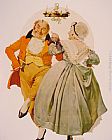Norman Rockwell Canvas Paintings - Merrie Christmas Couple Dancing Under the Mistletoe